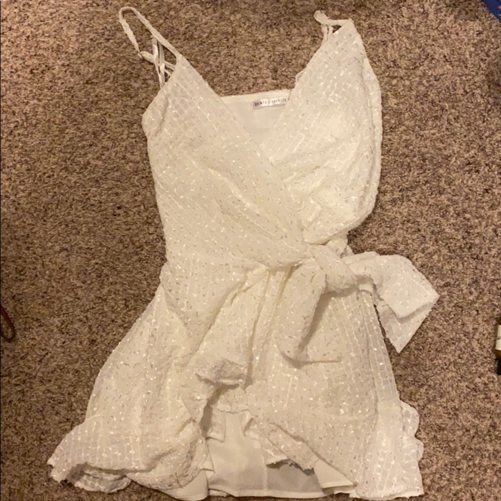 White sequin wrap dress small Red Dress Boutique